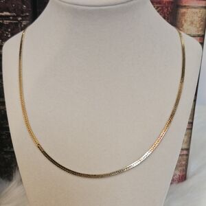Monet Vintage Gold Tone Herringbone Flat Chain Necklace